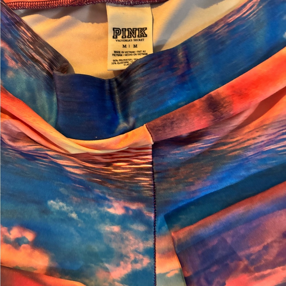 2- PINK Victoria's Secret Legging- one black & the other pink/blue beach M Y2K - Picture 2 of 10